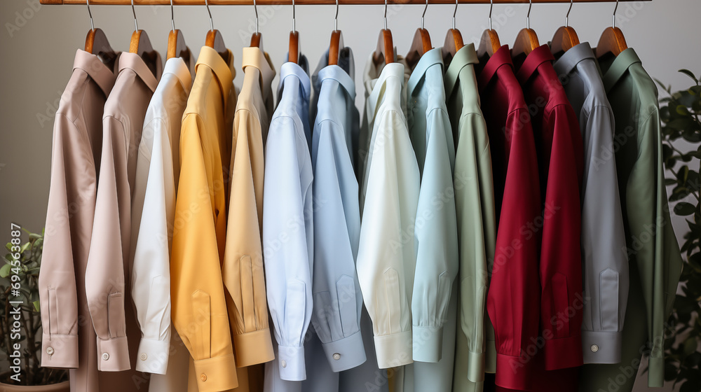 colorful shirts on hangers