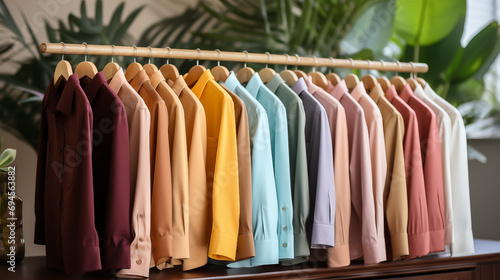 colorful shirts on hangers © natalikp