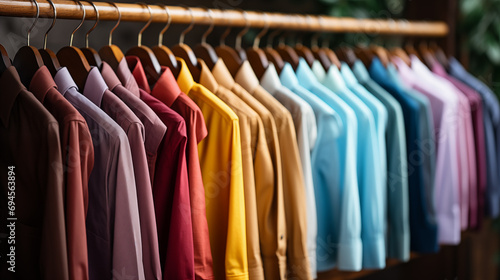 colorful shirts on hangers