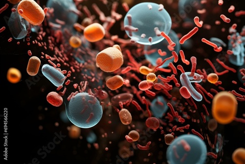 Close-up view of vibrio vulnificus bacteria. Generative AI photo