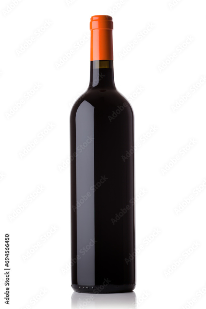 Bottle or red wine without label isolated on white background Bottle or red wine without label isolated on white background