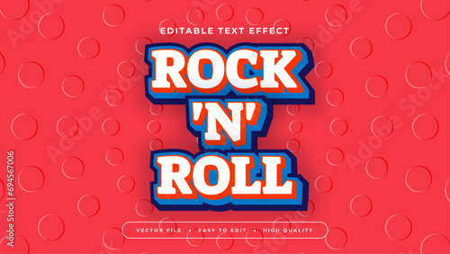Red white and blue rock n roll 3d editable text effect - font style