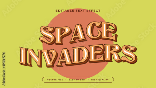 Orange yellow and orange space invaders 3d editable text effect - font style
