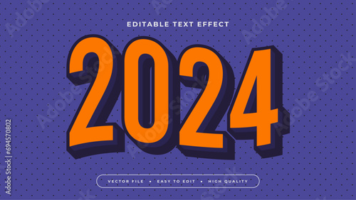 Blue and orange 2024 3d editable text effect - font style
