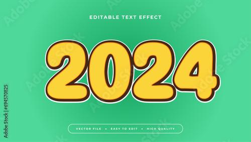 Green and yellow 2024 3d editable text effect - font style © QalamVision