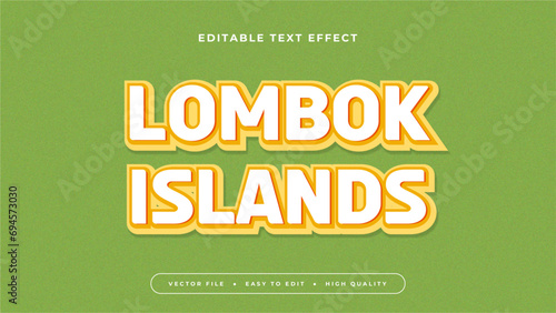 Green orange and white lombok island 3d editable text effect - font style