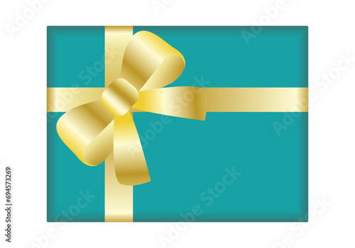 Icono de regalo en azul turquesa y dorado