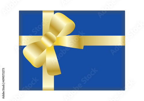 Icono de regalo en azul y dorado