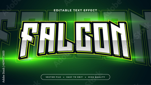 Green and white falcon 3d editable text effect - font style