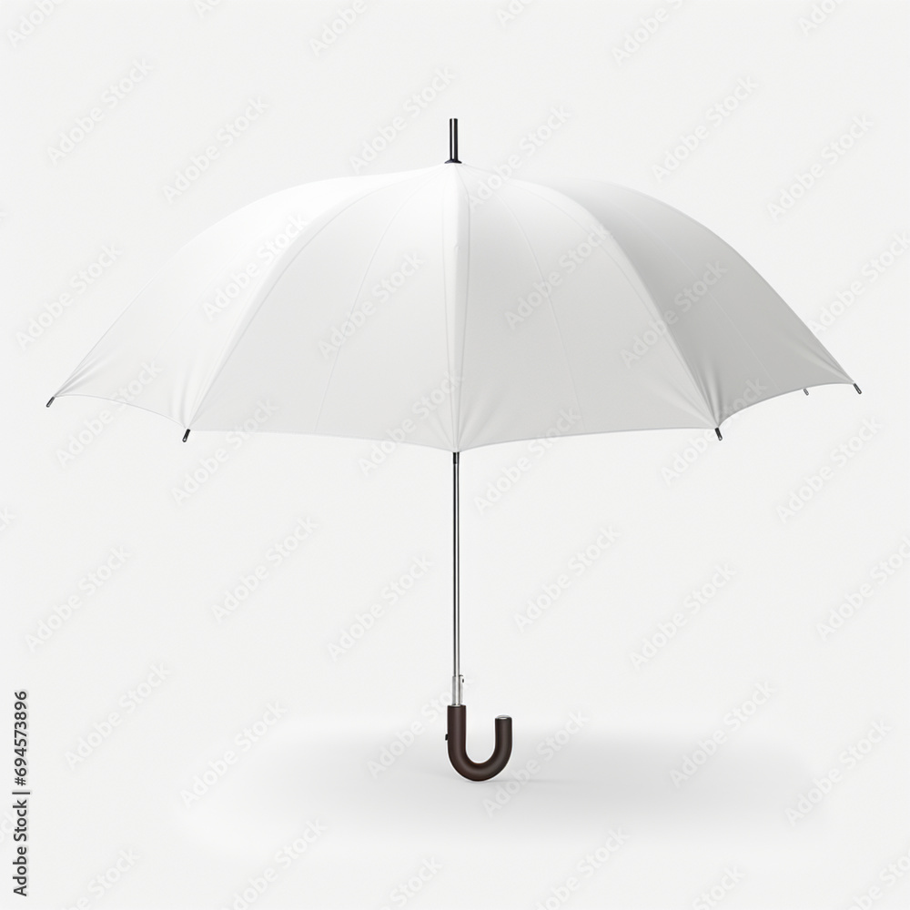 Fotografia de estilo mockup de paraguas abierto de color blanco sobre fondo de tonos claros