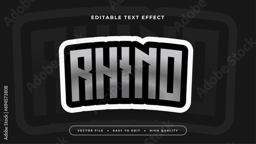 Gray grey black and white rhino 3d editable text effect - font style