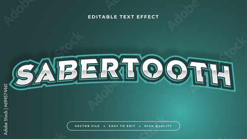 White and green sabertooth 3d editable text effect - font style