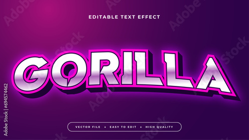 Purple violet and white gorilla 3d editable text effect - font style