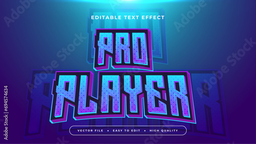 Blue and purple violet pro player 3d editable text effect - font style