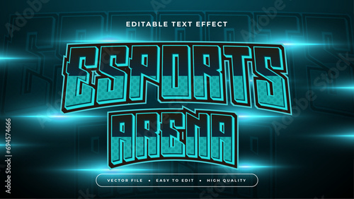 Green and black esport arena 3d editable text effect - font style