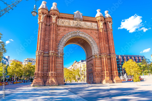 Triumphal arch of Barcelona. The Arc de Triomf is an arch in the city of Barcelona in Catalonia, Spain.to photo