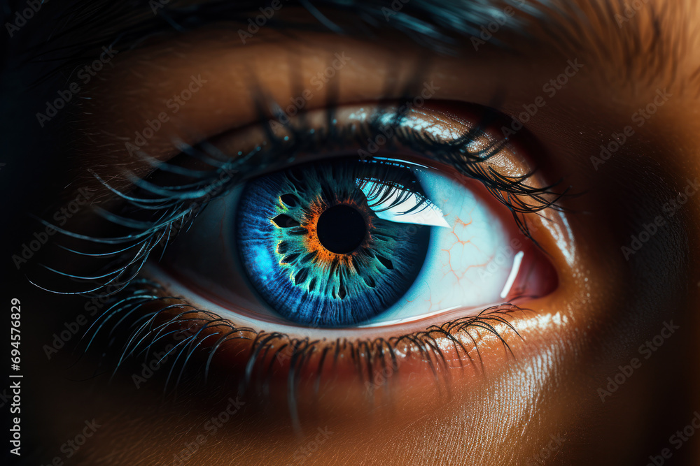 Fototapeta premium The youngster's eyes widen in awe, capturing the fascination of discovering something new. Concept of curiosity and exploration. Generative Ai.