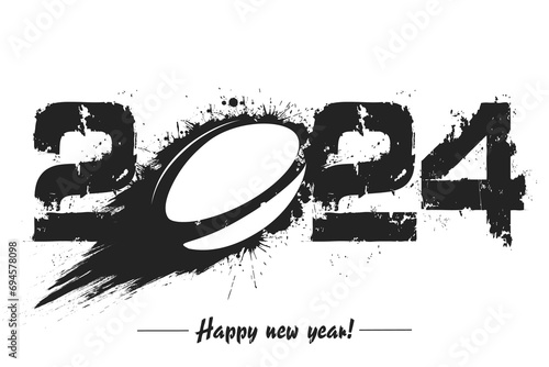 Happy New Year 2024 and rugby ball