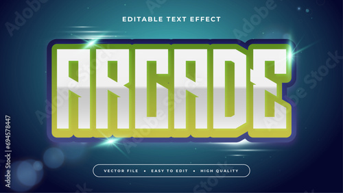 Blue green and white arcade 3d editable text effect - font style