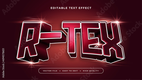 Red and white r tex 3d editable text effect - font style
