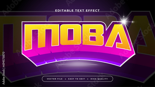 Yellow white and purple violet MOBA 3d editable text effect - font style