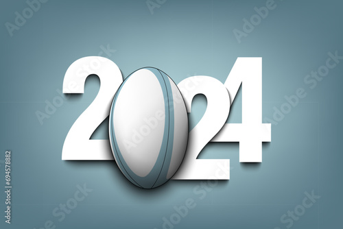 Happy New Year 2024 and rugby ball