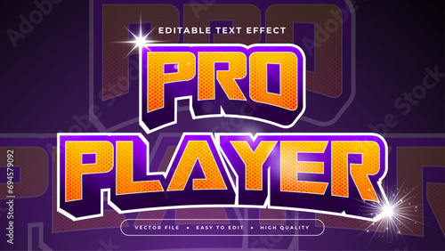 Purple violet white and orange pro player 3d editable text effect - font style