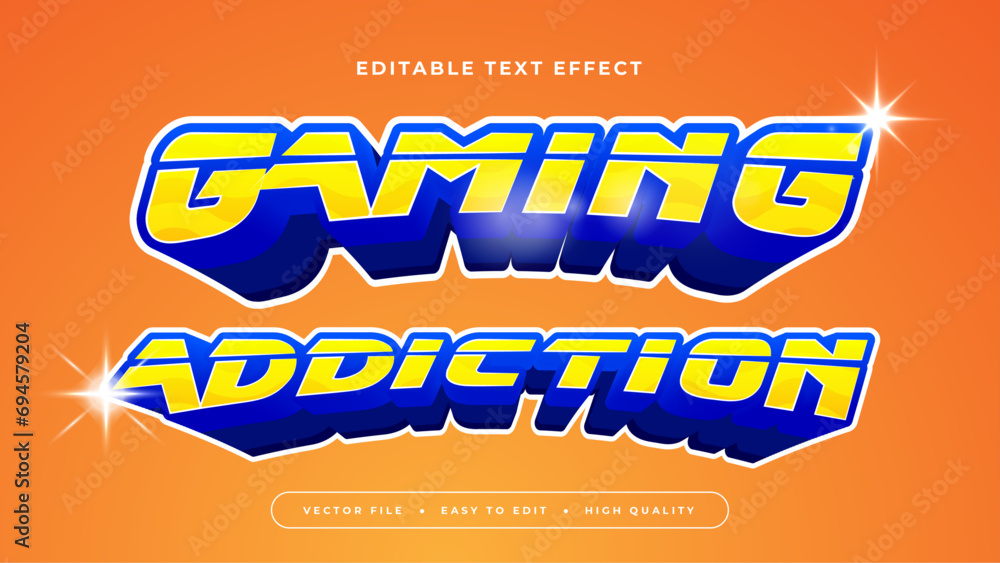 Orange yellow and blue gaming addcition 3d editable text effect - font style
