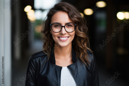 Portrait of young happy smiling beautiful brunette woman, over gray background