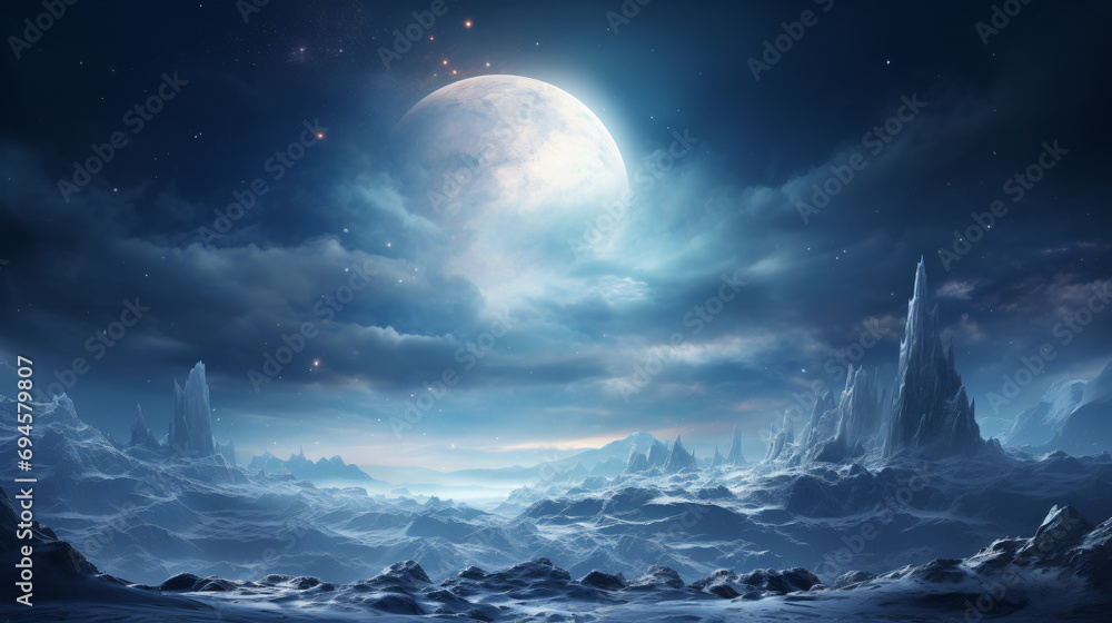 Astral Serenity Realistic Abstract Nature Wallpaper with Ethereal Snow Beauty. Generative AI