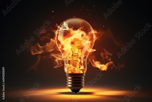 Burnout concept with Exploding lightbulb