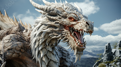 Dragon in the Mountains Angry and Dangerous Digital Art Illustration Wallpaper Cover 