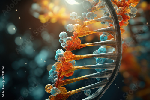 An illustration of epigenetic modifications, highlighting the environmental factors that can influence gene expression without altering the underlying DNA sequence. Generative Ai. photo