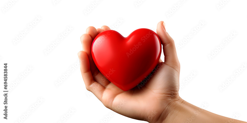 Fototapeta premium hand holding red heart, transparency background