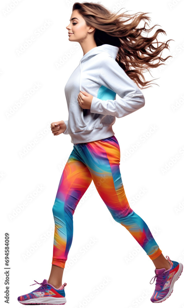 a girl with causal sports outfit jogging transparent background a girl with causal sports outfit jogging transparent background