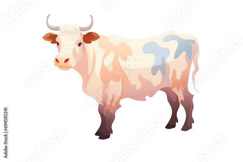 Soft Pop Style Illustrated Cow