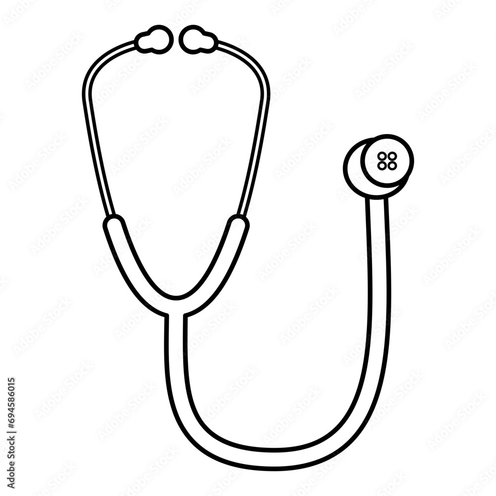 Stethoscope line art. Vector illustration with healthcare theme and line art vector style. Editable vector element. Stethoscope line art. Vector illustration with healthcare theme and line art vector style. Editable vector element.