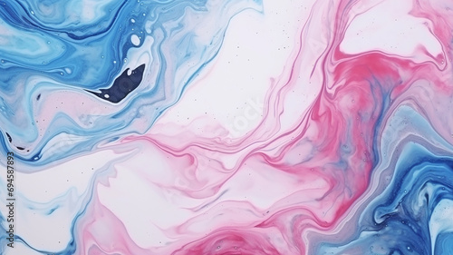 Marbled blue and pink abstract background. Liquid marble ink pattern