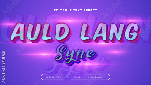 Purple violet blue and pink auld lang syne 3d editable text effect - font style