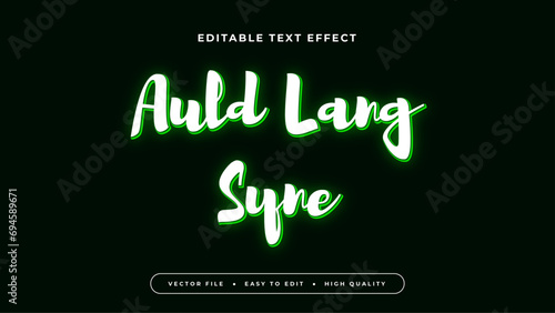 Black green and white auld lang syne 3d editable text effect - font style photo