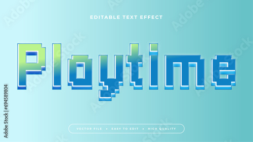 Blue green and white playtime 3d editable text effect - font style