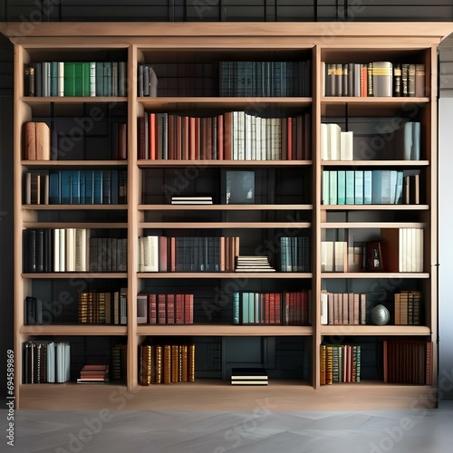 A bookshelf filled with books and a space for customizable items2