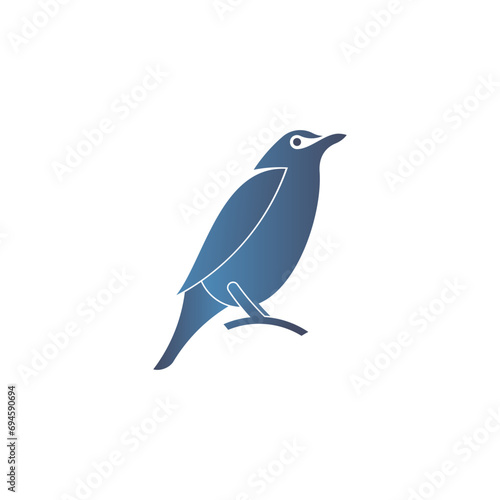 Blue bird logo template with a modern and simple concept