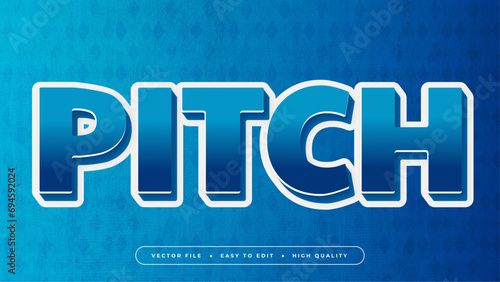 Blue white pitch 3d editable text effect - font style