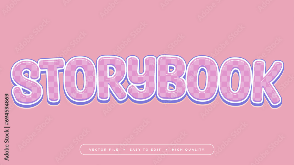 Purple pink and white storybook 3d editable text effect - font style
