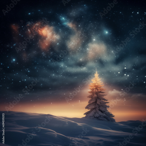 Holiday tree outside with the milky way  © Rogue Productions