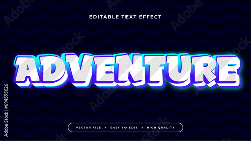 Blue green and white adventure 3d editable text effect - font style