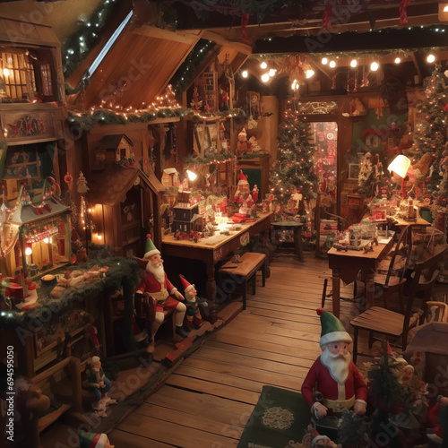 Foto Santa's workshop with tinkering elves