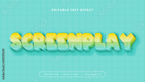 Green yellow and white screenplay 3d editable text effect - font style