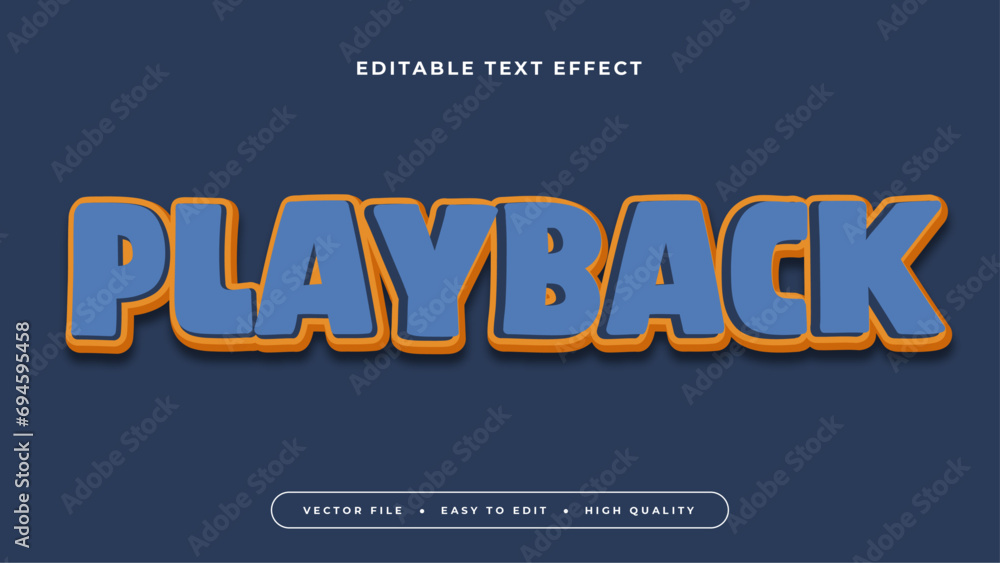 Blue orange playback 3d editable text effect - font style